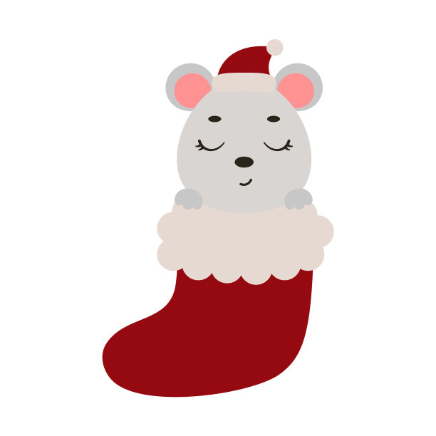 可爱的小老鼠在圣诞袜卡通图片下载