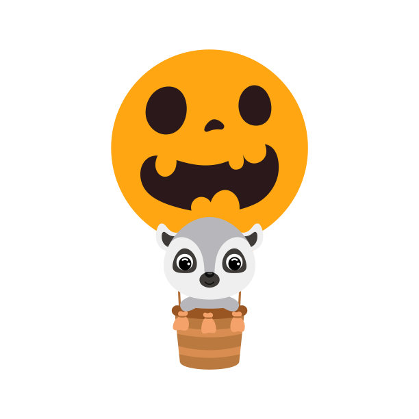 可爱的小狐猴在万圣节热空气中飞翔图片下载