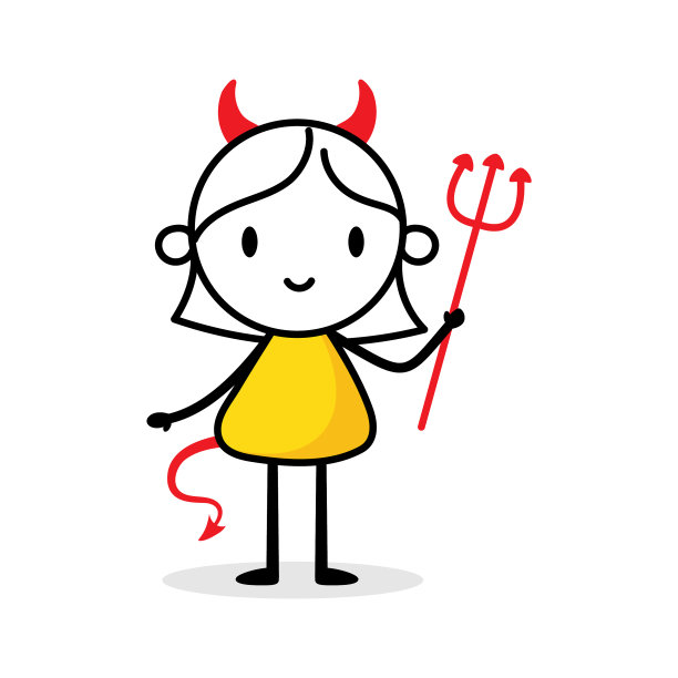 万圣节卡通里穿魔鬼服装的女人图片下载