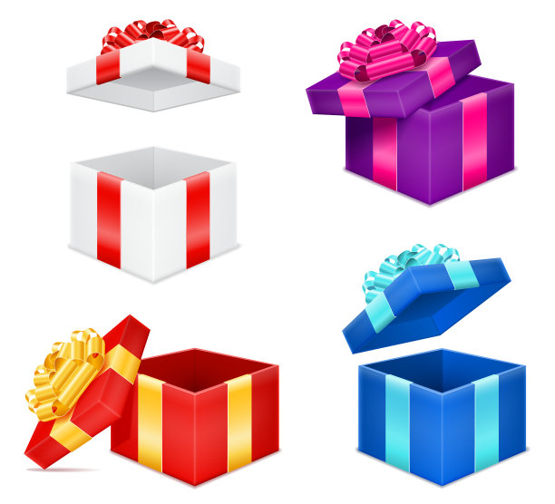 打开礼品盒与蝴蝶结和丝带股票图片下载