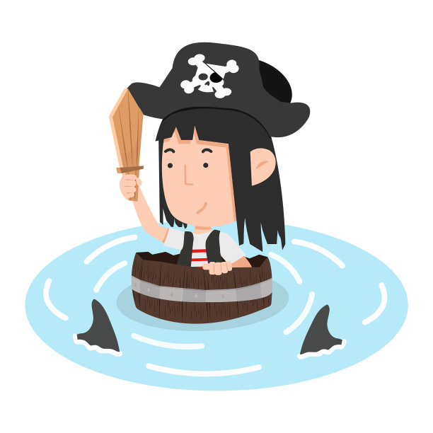 长着鲨鱼鳍的小海盗漫画图片下载