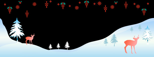 鹿和水果，雪景背景插画图片下载