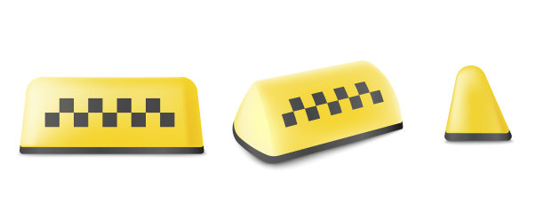 黄色出租车标志设置在不同的位置图片下载