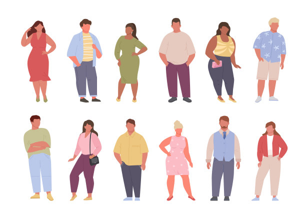 肥胖的人男性和女性身体积极的人图片下载