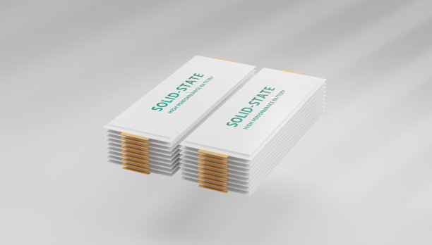 用于电动汽车(EV)概念动画、3D渲染的固态电池组设计，为未来汽车工业研发新型固态电解质高能量储能电池图片下载