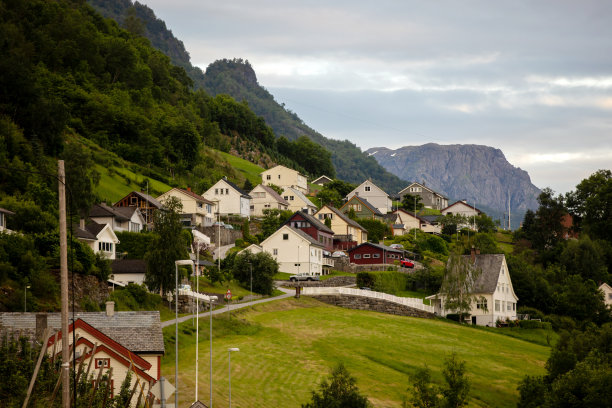人们、孩子们在挪威欣赏峡湾、山脉和其他美丽的自然景观图片下载