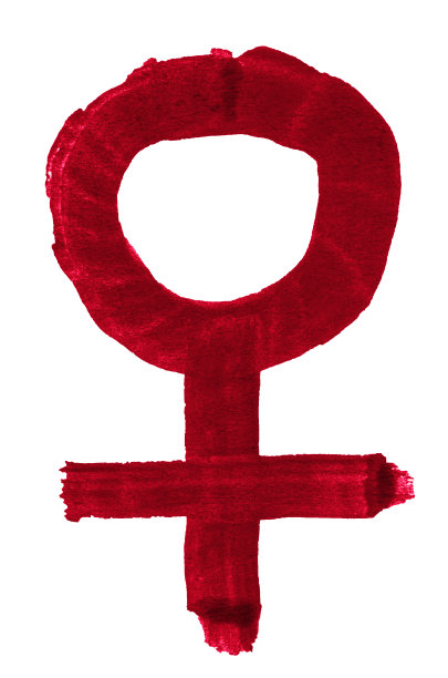 性别女性符号用红色水彩画。图片下载