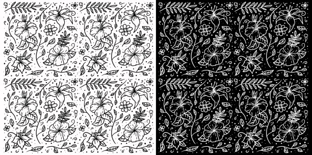 手绘花的无缝图案图片下载