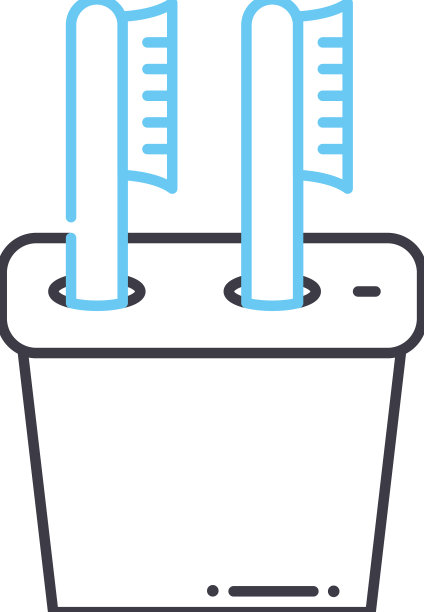 竹牙刷和梳子线图标轮廓图片下载