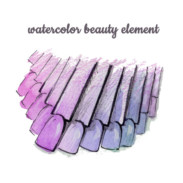 水彩美甲指甲油调色板上的白色背景图片下载