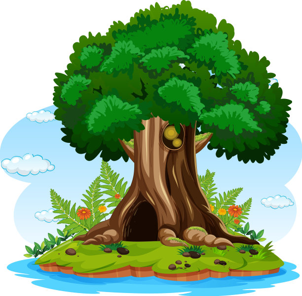 大树孤立的漫画图片下载