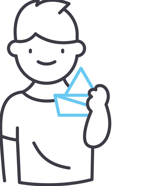 男孩与纸船线图标轮廓符号图片下载