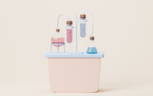 化工设备和试剂，三维绘制。图片下载