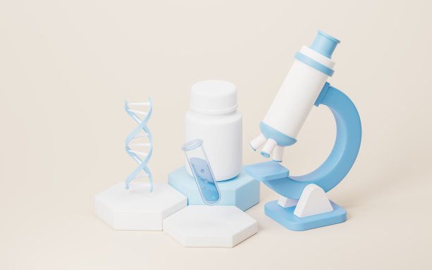 3D卡通风格显微镜与生物技术概念，3D渲染。图片下载