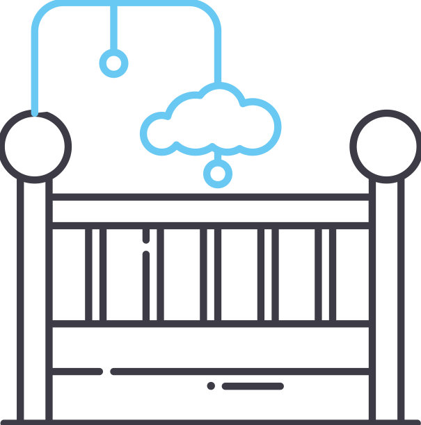 婴儿床线图标轮廓符号图片下载