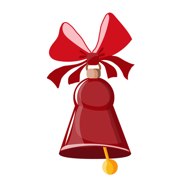 金色和红色的钟带蝴蝶结校钟扁图片下载