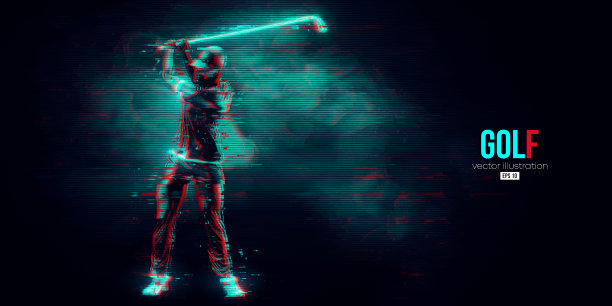 抽象轮廓的高尔夫球员在蓝色图片下载