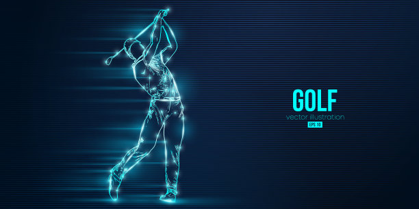 抽象轮廓的高尔夫球员在蓝色图片下载
