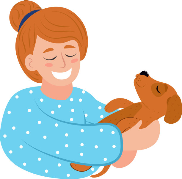 女人抱着狗图片下载