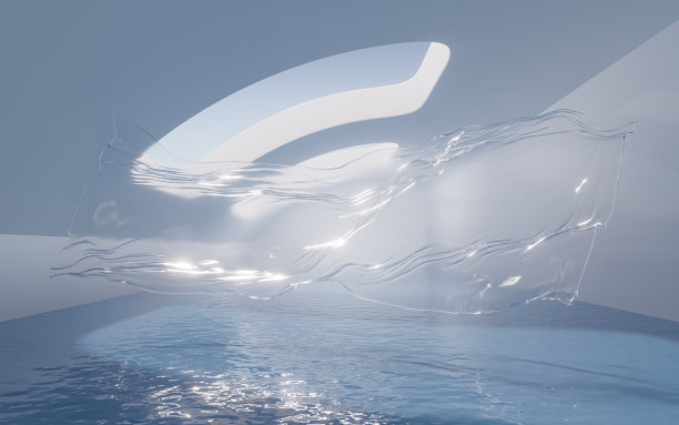 空房间里有水，3d渲染。图片下载