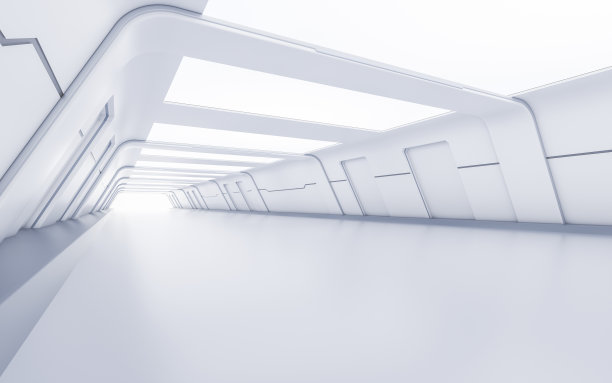 空白色隧道与未来风格，3d渲染。图片下载