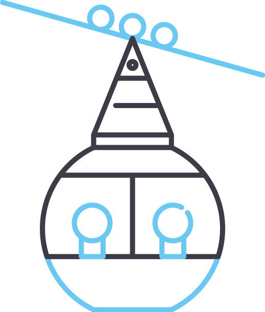 缆车线路图标轮廓符号图片下载