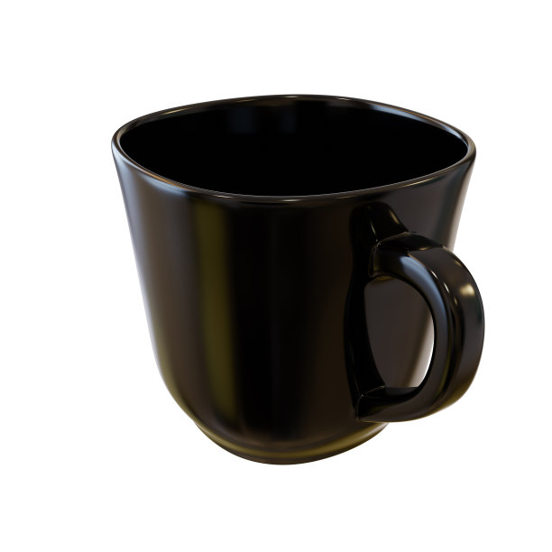 现实的黑色杯。陶瓷杯。三维渲染图片下载