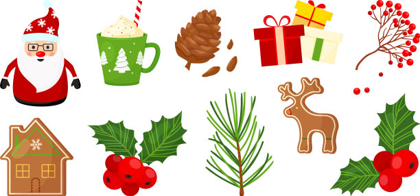 圣诞套装图标新年元素图片下载