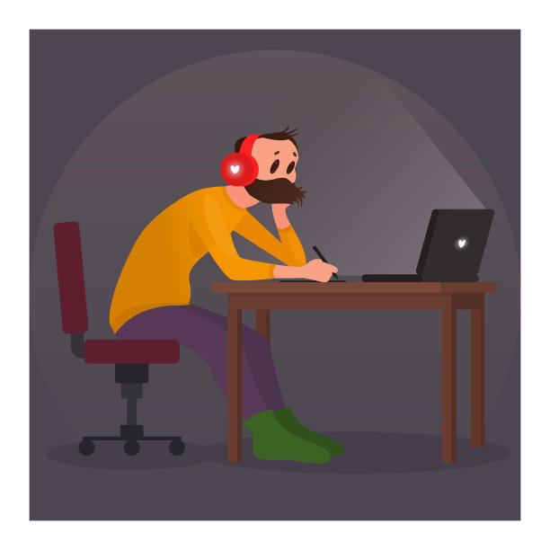 男人在家里用笔记本漫画工作图片下载