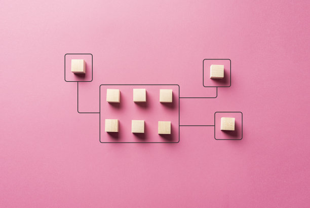 业务逻辑算法，木块之间的连线连接，创意概念图片下载