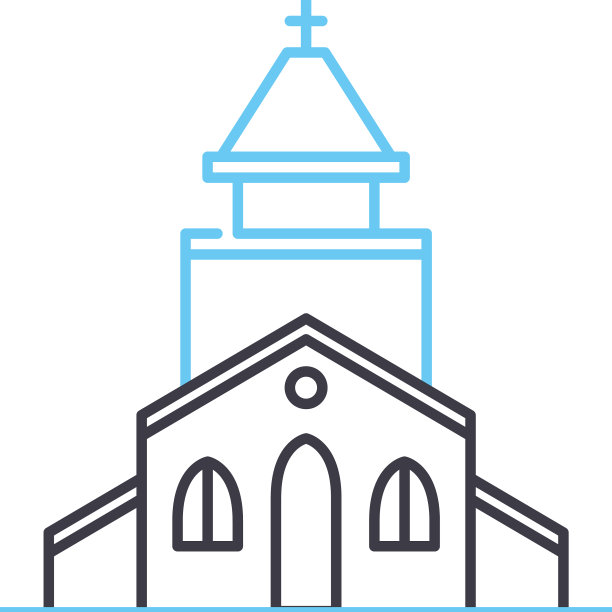 教堂线条图标轮廓符号图片下载