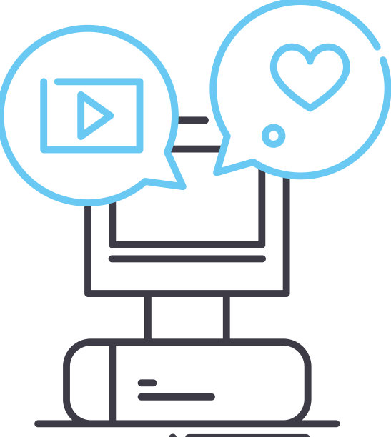 数字媒体资产线图标轮廓符号图片下载