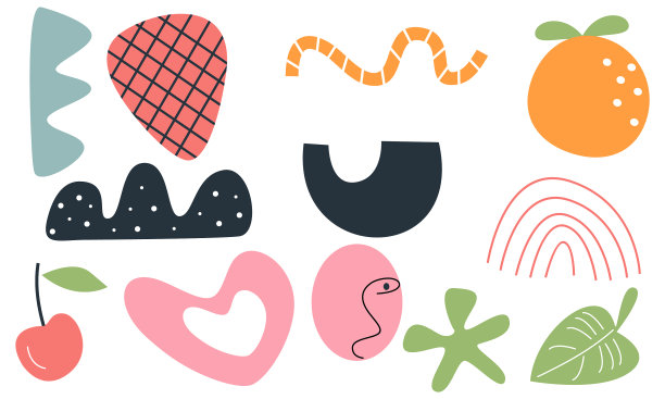 现代时髦的涂鸦和抽象的自然图标图片下载