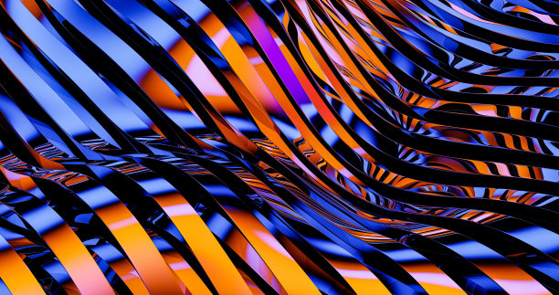 抽象移动彩色波浪抛光光泽金属条纹，层次。商业背景。鲜艳的颜色光图片下载