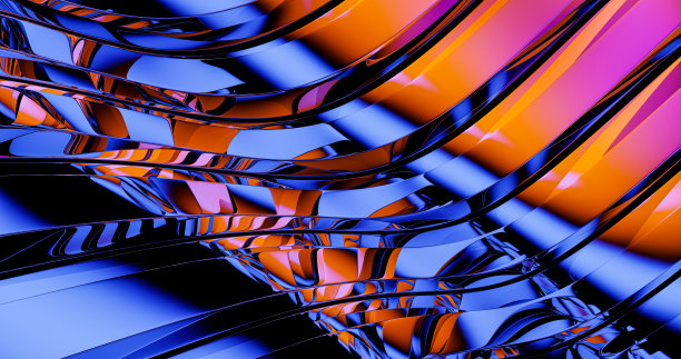 抽象移动彩色波浪抛光光泽金属条纹，层次。商业背景。鲜艳的颜色光图片下载