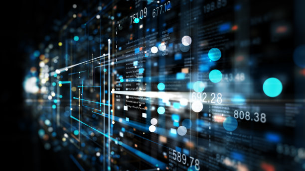 科技互联网连接与数据分析，粒子数字空间与数字数据网络连接。技术数字摘要背景。3d渲染 技术网络图片下载