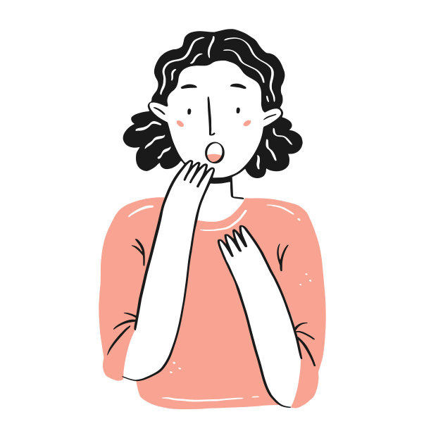 一个年轻的女孩惊讶或震惊或害怕的肖像，用简单的线性涂鸦风格。孤立的插图。图片下载