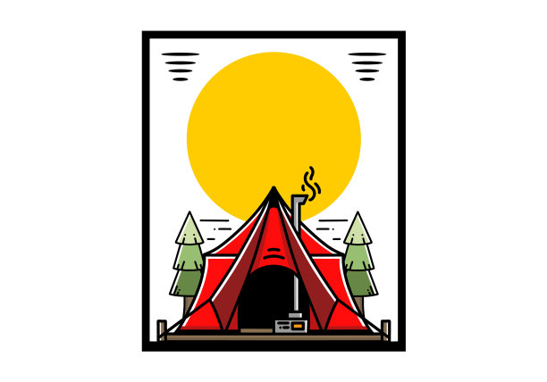 带有加热器和烟囱设计的大型豪华帐篷图片下载