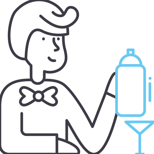 酒保线图标轮廓符号图片下载