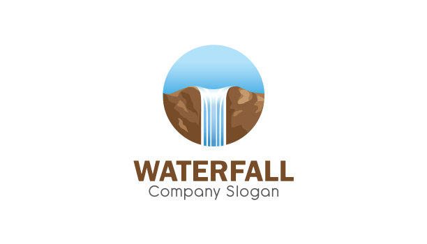 创意圆瀑山峰标志图片下载