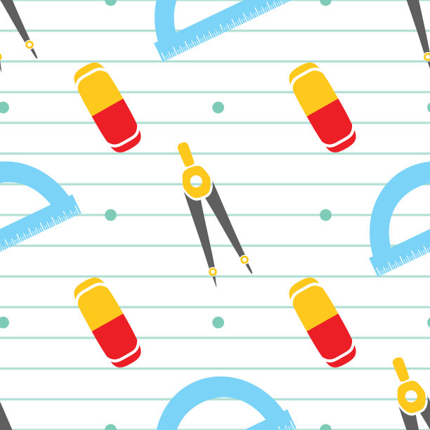 回校卡通彩色无缝图案图片下载