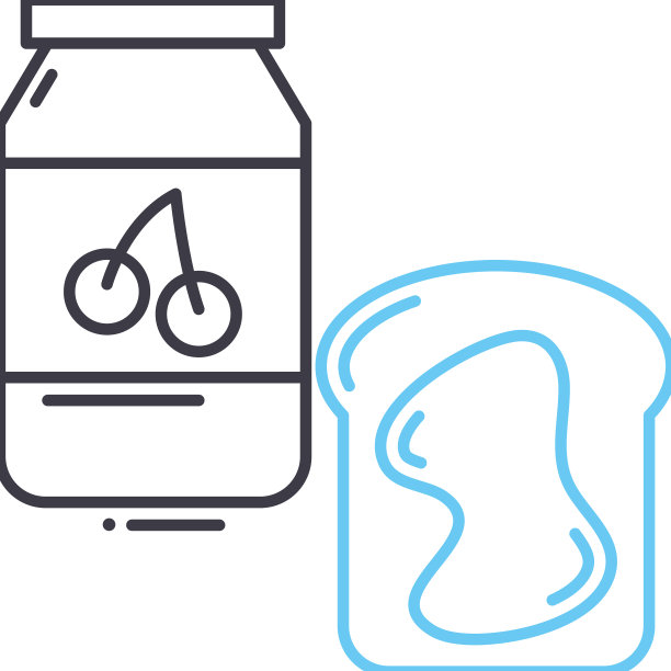 面包和果酱线图标轮廓符号图片下载