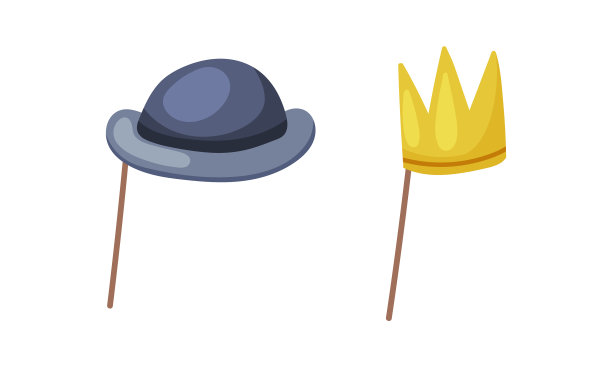 圆顶礼帽和棍子上的金冠狂欢节图片下载