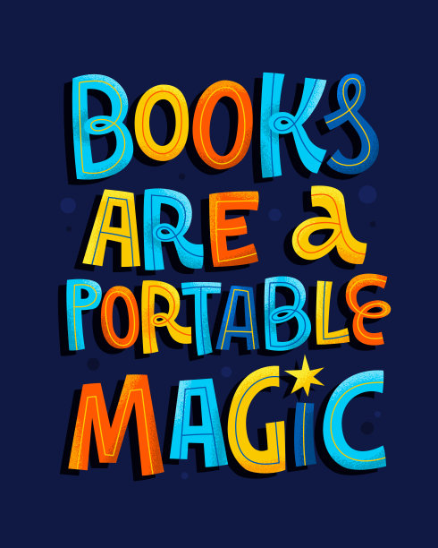 书是由书和阅读组成的便携式魔法——现代字体设计。图片下载