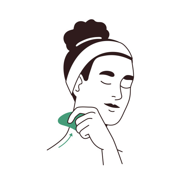 女子用刮痧按摩颈部皮肤图片下载