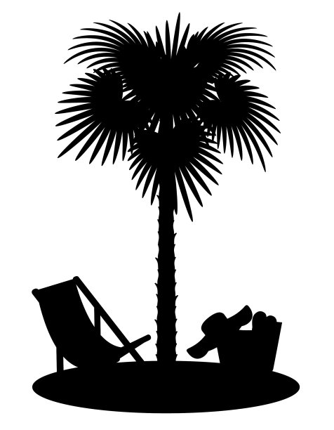 棕榈树黑色轮廓轮廓股票图片下载