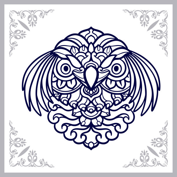 企鹅曼荼罗艺术孤立在白色背景图片下载