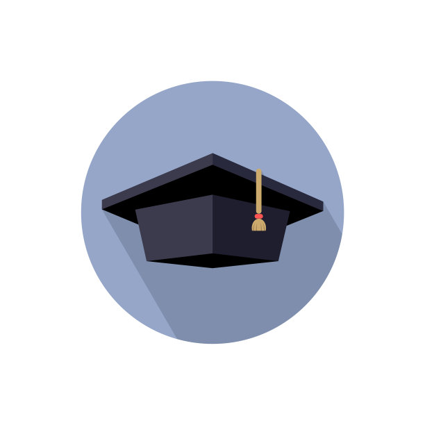 毕业帽色差孤立像在一个圆内图片下载