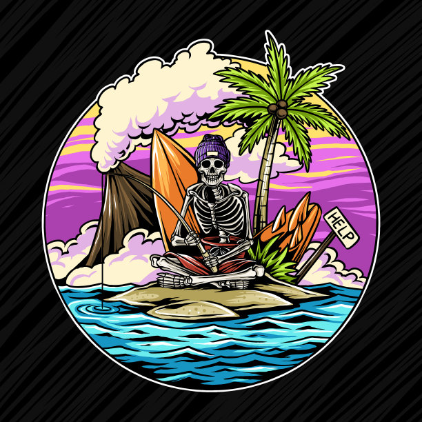 小岛上孤零零的一具骷髅图片下载