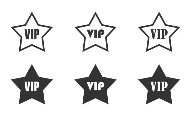 Vip图标。带字母的星形图标。矢量插图。图片下载